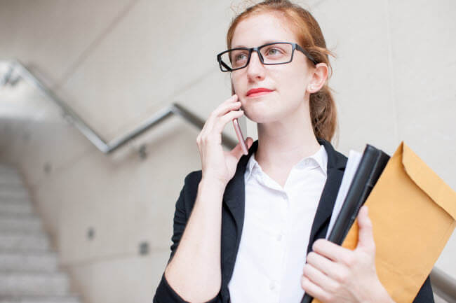 Girl doing follow up by calling