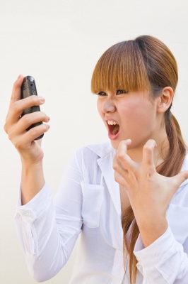 Blonde Lady Screaming At Phone