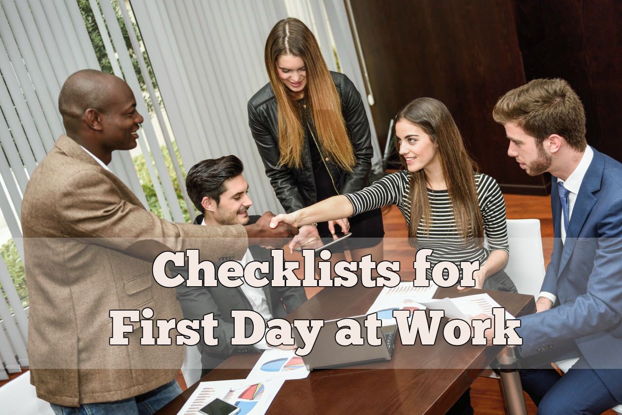 shaking hands with manager on first day at work