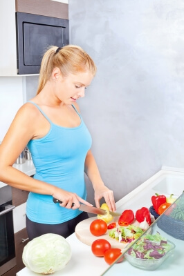 woman learning to make new receipe