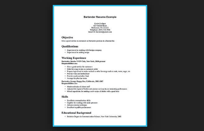 resume example snapshot