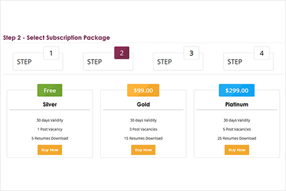 Snapshot of packages for employers page